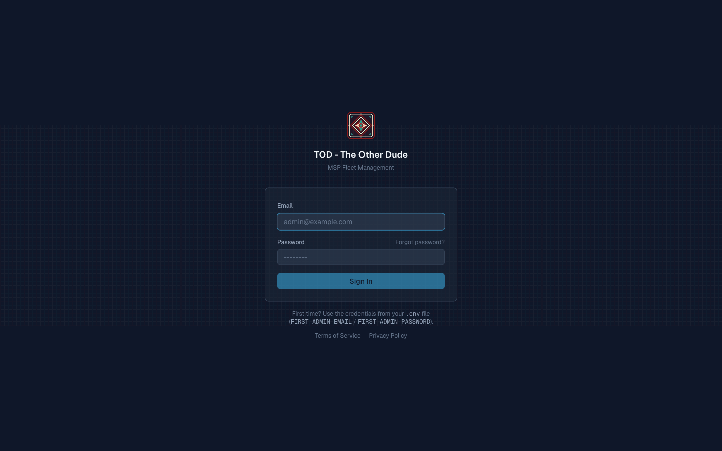 The Other Dude zero-knowledge SRP-6a login page