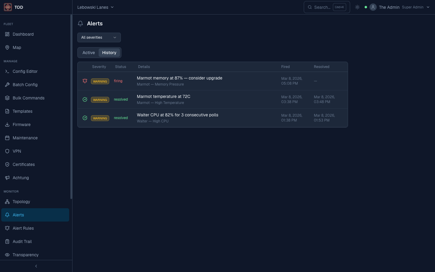 Alert rules and notification channel management