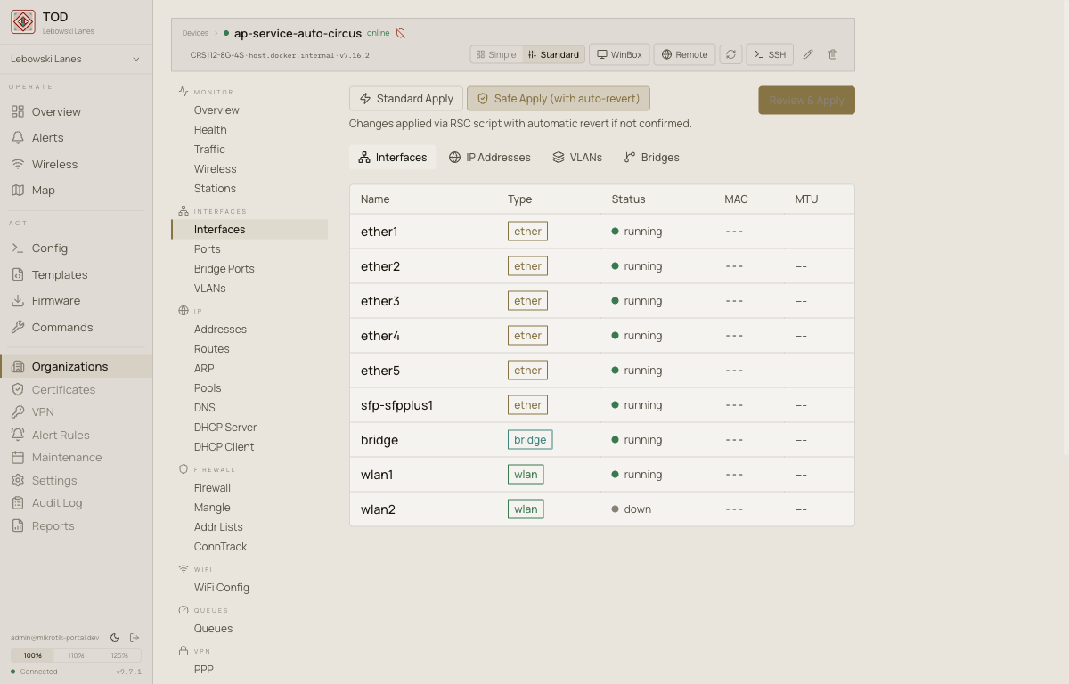 Interface configuration