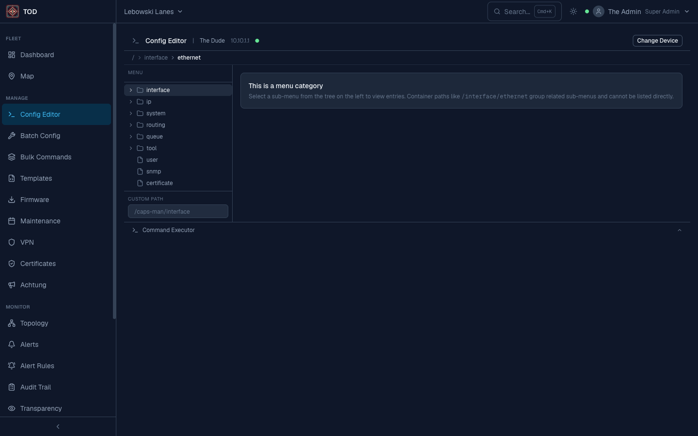 RouterOS configuration editor with diff preview