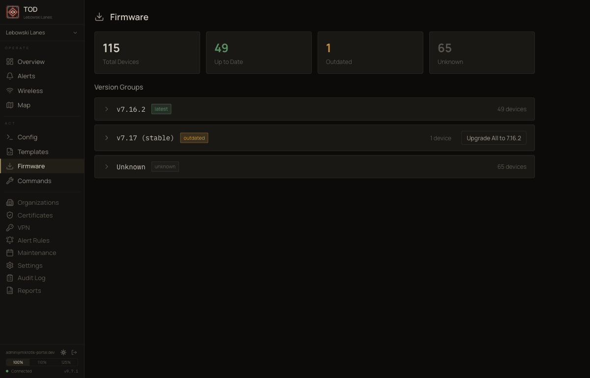Firmware management — dark mode